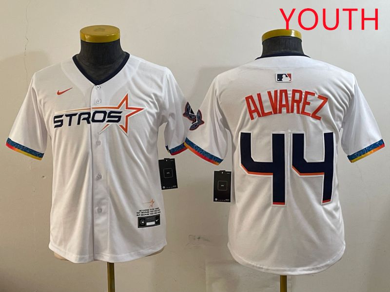 Youth Houston Astros #44 Alvarez White Fourth generation Joint Name 2025 Nike MLB Jersey style 1->youth mlb jersey->Youth Jersey